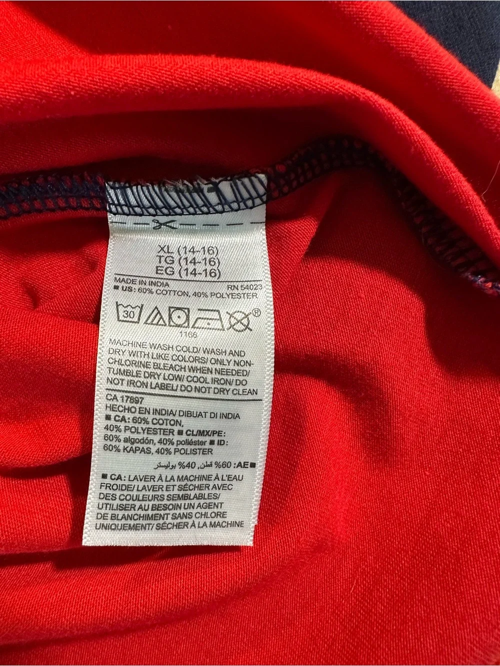 Old Navy Boys Colorblock Long Sleeve Tee Red Navy White XL 14-16 NWT